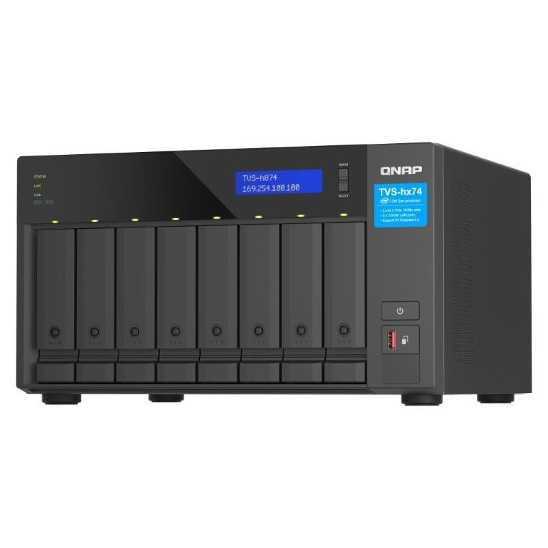 QNAP TVS-H874 NAS CHASSIS TOWER I7 12 CORE RAM 32GB-8 BAY HDD/SSD 3.5-LAN 10/100/1000/2500/10000 MBPS NERO