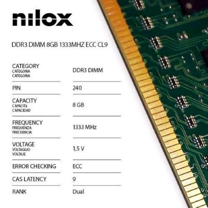 NILOX 8GB DDR3 1.333MHZ ECC CL 9 DIMM